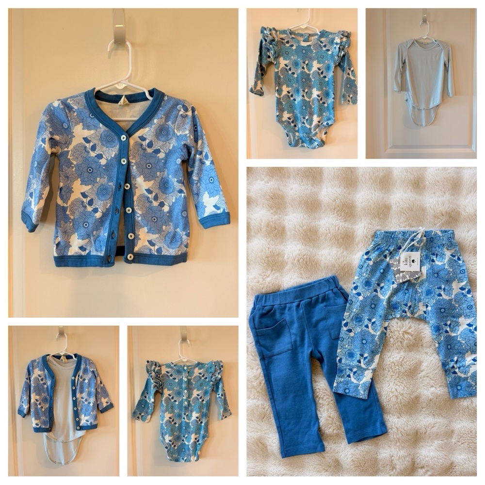 Kate Quinn 5pc Bamboo Capsule Set 18-24m Retro Floral Panda Blue NWT HTF